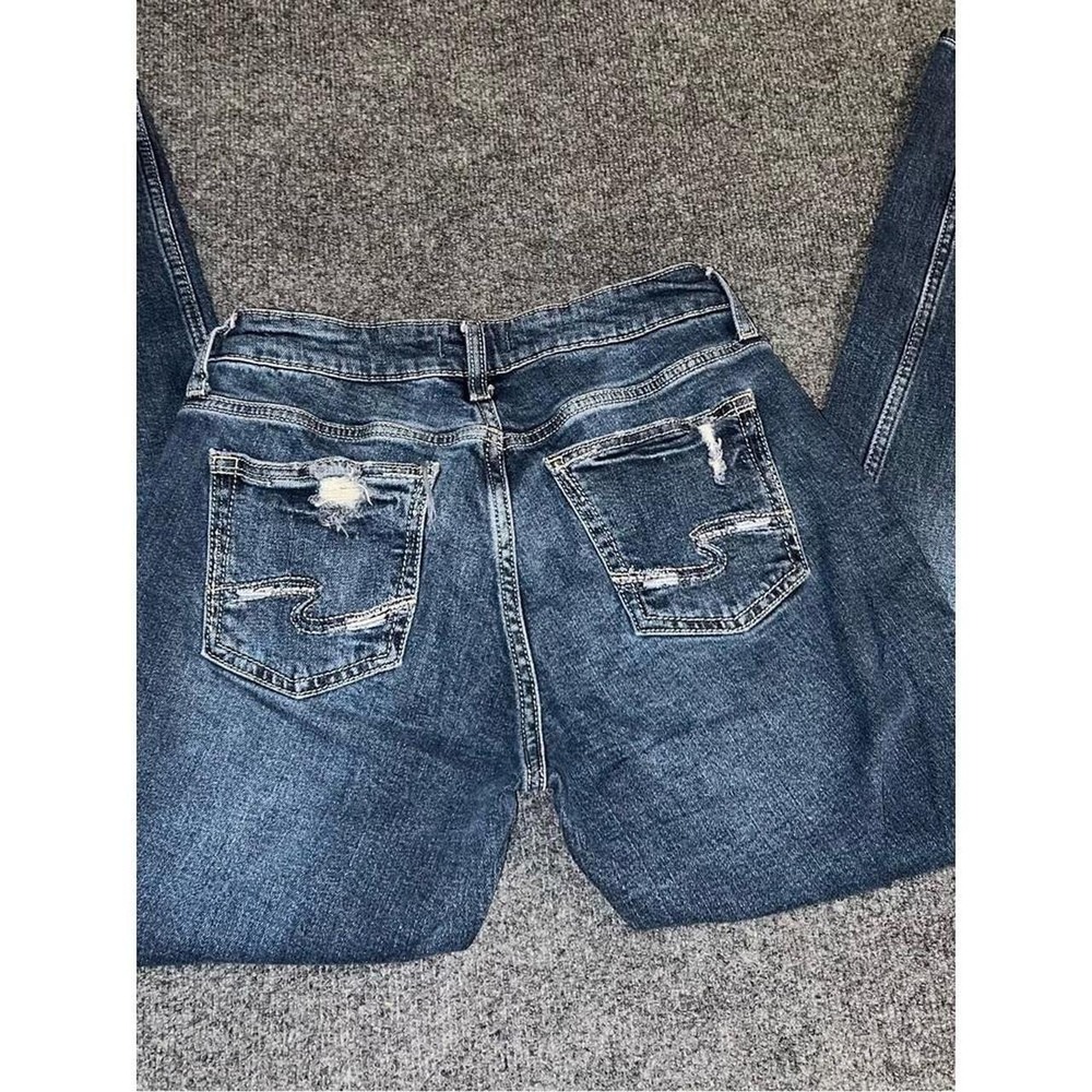 Silver Jeans Co Womens Skinny Distressed Blue Denim Faded Slim Fit Jeans